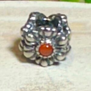 Pandora bracelet charm 925 Carnelian orange bloom retired